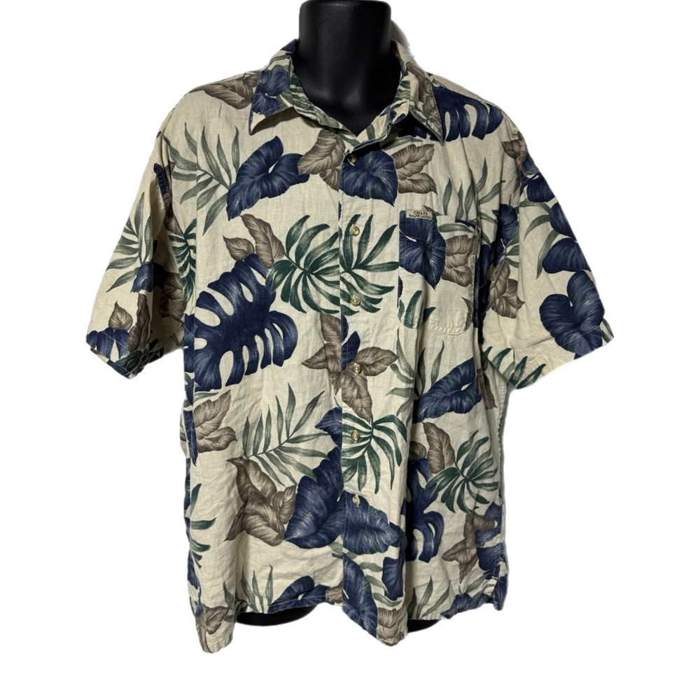 Vintage Chaps Ralph Lauren Hawaiian Shirt XL Linen Blend Aloha Camp 90s Y2K